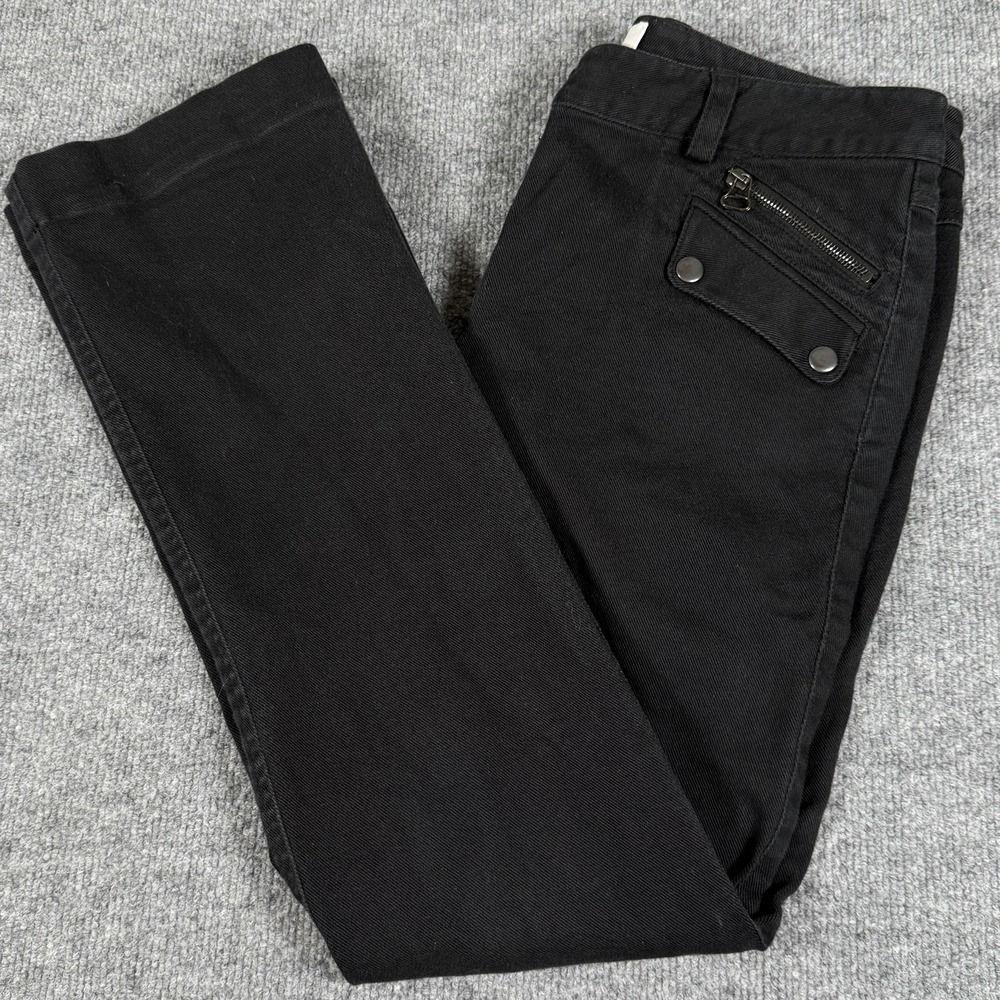 3.1 Phillip Lim Pants Womens 8 Black Straight Leg Zipper Pockets Stretch Moto